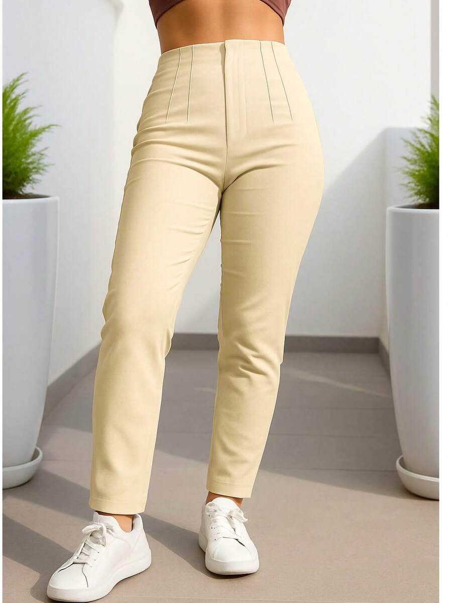Stretch Pleated Trousers For Women - 奶油色 - 查看 1