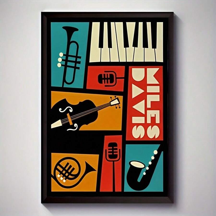Vintage Jazz Music Canvas Art Print - Frameless Wall Decor For Living Room, Bedroom, Office - Unique Creative Poster, Waterproof, Perfect Gift Idea - A - View 1