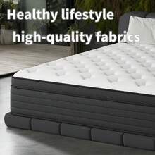 12"Queen Mattress Double Bed Full Size Queen Bed King Bed Mattress Boxed, Hybrid Pocket Spring Breathable Cotton Layer Mattress, Medium Firmness, Lumbar Support And Pressure Relief, Medium Firmness Suitable For Motion Isolation And Quiet Sleep - 黑與白 - 查看 3