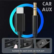 Type C 轉 3.5mm 車用耳機音訊數據線 AUX 尼龍編織高保真車用喇叭連接線，相容 iPhone 17 Pro Max/17 Pro/17/16/15，Type C 接口轉接耳機延長線 - 彩色 - 查看 8