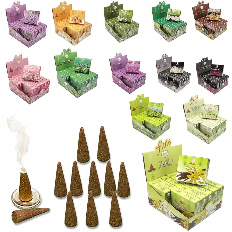 手工天然香锥 - 10个装 | 无化学添加 | 可用于净化、熏香、装饰、放松、仪式香盒、冥想、居家或办公香薰、水疗、瑜伽、家居装饰，营造舒适氛围。| 防蚊 | 礼品 - 彩色 - 查看 1