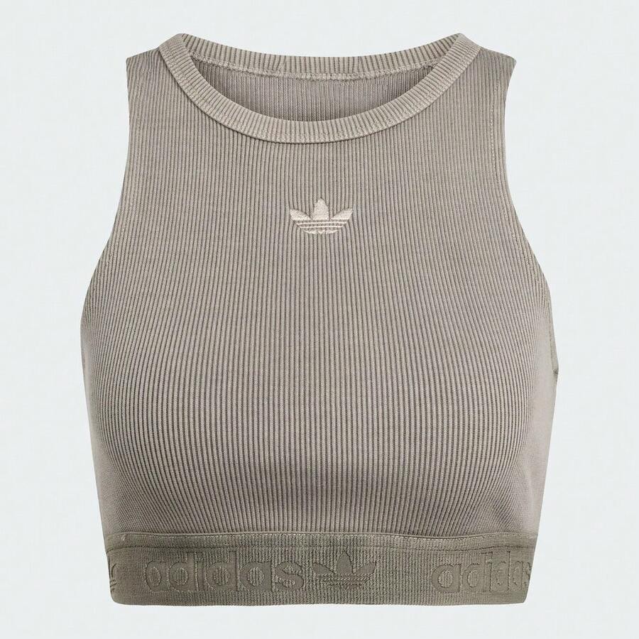 Adidas Originals Regata Esportiva Curta Ajustada de Malha Lavada Feminina JW3586