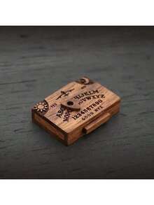 1 Wooden Handmade Spirit Board, Miniature Spirit Board With Drawer, Halloween Decoration Crafts Durable Ornaments - 咖啡棕 - 查看 3
