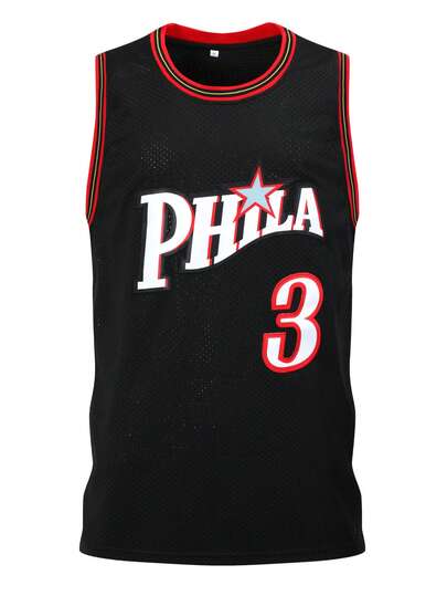 Atonmore Men's Basketball Jersey 3 Black Embroidered And Sewn Basketball Shirt, Sleeveless Vest Casual Sports Shirt