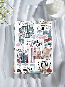 Travel Style Illustration Pattern Tablet Protective Case, Compatible With IPad 9.7/10.2/10.5/10.9/12.9/Pro 11, 10th Generation, Compatible With Samsung Galaxy Tab S6 Lite 10.4-Inch, Compatible With Kindle Paperwhite 12th Gen 2024, Kindle (11th Generation) 2022 Version, Soft Anti Fall, Intelligent Standing/Automatic Wake-Up/Sleep.