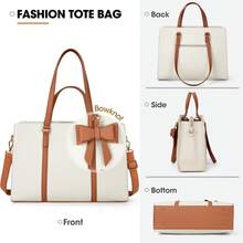 15.6 英寸女士笔记本电脑包，防水皮革笔记本电脑公文包，大号轻便商务办公包 - 白色 - 查看 4