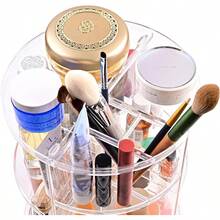 Skin Care Organizer 360 Rotating And 6 Adjustable Layers Large Capacity Holder Stand Storage Rack Clear Plastic For Makeup Cosmetics Lipstick Lotion Perfume - 透明素色化妝品收納盒 - 查看 3