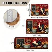 Rooster Kitchen Mat Set - Non-Slip Farmhouse Kitchen Rugs And Mats, Water Absorbent, Durable Comfort Standing Mat, Rustic Country Style Kitchen Decor, Perfect For Kitchen, Laundry Room, Entryway - Multicolor - View 6
