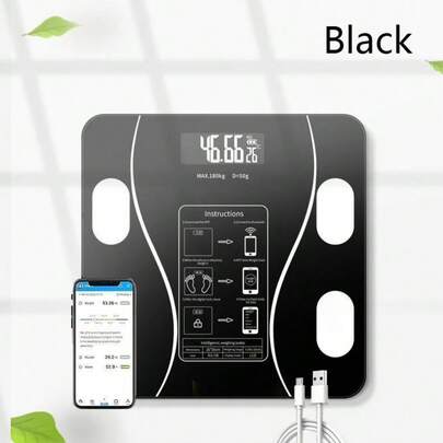 Bluetooth App Smart Body Fat Scale. Battery Powered (2 AAA Batteries), With Temperature Display And HD LCD Screen, Supports Bluetooth App Connection, Measures Multiple Body Data. Single Button Switch, Tempered Glass Material, Max Weight 396lbs. Suitable For Home And Gym Use. Essential For Fitness And Weight Loss.