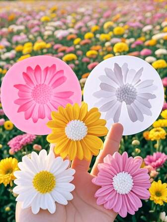 1/3pcs Daisy Flower Silicone Mold 3D Flower Fondant Chocolate Cake Cupcake Topper Decoration Mold Unique Resin Candle Molds DIY Soap Wax Epoxy Resin Concrete Casting Polymer Clay Craft