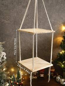 1pc Bohemian Style Handwoven White Rope & Beige Hanging Corner Shelf, Decorative Storage Rack For Bedroom, Bathroom, Office, Living Room - Suitable As Christmas, Halloween, And Holiday Gift - Multicolor - View 12