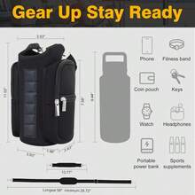 Bolsa de gimnasio magnética con soporte para botella de agua, bolsillos para teléfono y correa para el hombro, 5 imanes incorporados. - Negro - Ver 4