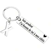 Portachiavi da guida francese da strada, regalo per il fidanzato, il marito, la fidanzata, "Attento, ho bisogno di te al mio fianco", San Valentino, Natale, accessori per auto, ciondolo per borsa, regalo creativo per il ritorno a scuola, accessori per borsa, cordino con porta badge, accessori per auto, ciondolo per borsa - Argento - Visualizzare 8