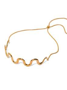 1 Piece Personalized High End Stainless Steel Jewelry 18K Gold Plated Adjustable Wave Collar Necklaces Women - Gold - View 4