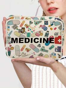 New Medicine Cosmetic Bag - Medical Bag,Toiletry Bag, Travel Essentials, Colorful Design For Medicines, Cosmetics & Travel Essentials - Ideal Gift For Friends & Family, Personal Care Organizer | Playful Design, Medicine Storage Bag Portable Travel Toiletry Bag With Zipper, Aviation Standard Cosmetic Bag, Can Store Medicines, Medical Kits, Etc.(Pattern Randomly Cut) Medicine Bag Medicine Organizer For Travel For Outdoor First Aid Bag