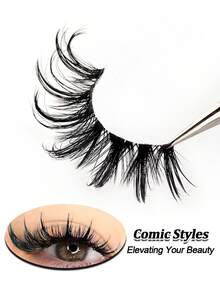 Sibeuna 7 Pairs Cartoon Style Moisturizing False Eyelashes, Thick Crossed False Eyelashes, Dramatic Faux Mink False Eyelashes, Essential Makeup Tool For Travel - Bulu mata basah komik - View 4