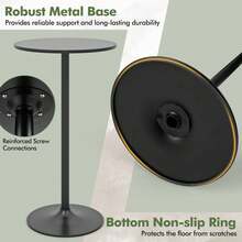 GOFLAME Round Bistro Table Set Of 2, Height Adjustable 40" Bar Height Cocktail Table Coffee Table With Metal Base, High Top Pub Table Snack Table For Home Bar, Dining Room, Cafe - Black - View 9