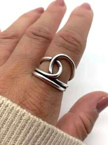 1 件复古不对称多层十字结拇指环，女士时尚珠宝适合日常、派对、礼物、休闲、海滩、所有季节 - 彩色 - 查看 5