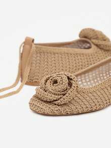 Vices geflochten Ballettschuhe mit Applikationen und Schleife - Braun - Übersicht 6