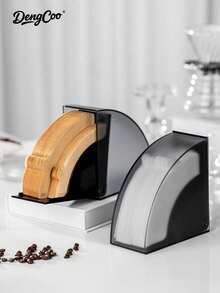 Dengcoo 1 Piece Double Fan-Shaped Black Filter Paper Box - Coffee Filter Storage Case, Espresso Accessories - Perfect For Storing Filters, Ideal For Coffee Enthusiasts