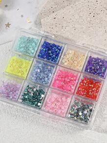 1 个空透明塑料收纳盒 6/12/24 格塑料盒 Y2K 美甲水钻收纳/容器工具，用于美甲闪粉水钻水晶、耳环、珠宝珠、小配件（透明）、美甲用品、美甲工具、美甲工具、返校、指甲、按压式指甲工具、修甲修脚工具 - 無色 - 查看 3