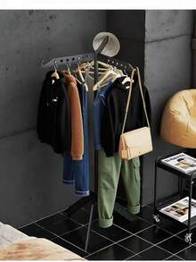 New Rotating Floor Drying Rack With Foldable Design And Multi-Function Clothes Hanger, Wardrobe Display Rack, Rotatable And Foldable Clothes And Hat Rack, Space Saving Organizer For Bedroom And Laundry Room, Easy To Assemble, Sturdy Frame For Spring And Summer Seasonal Wardrobe, Versatile Home Closet Solution For Drying, Display, And Storage - Multicolor - View 5