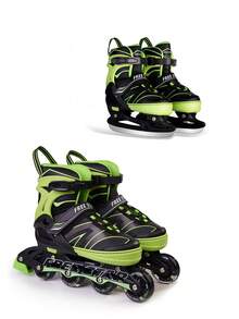 FREE STAR FREE STAR 1 Set Multifunctional Roller Skates For Teenagers & Adults, High-End Soft Surface Inline Skates + Ice Skates, Adjustable Wheels For Inline & Ice Skating, Colorful Flashing PU Wheels For Beginners, Suitable For Outdoor Sports All Seasons, Unisex