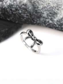 1 Piece Of Simple And Unique Silver Ring, Bow DIY Pendant, Exquisite Jewelry Gift For Women - Bạc - Xem 2