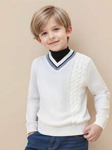 Unisex Kids' Classic Collegiate Long Sleeve Sweater, Versatile For Daily, School, And Vacation Wear - White - View 3