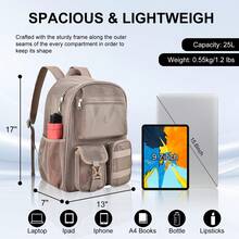 Mesh Backpack 36L Large Heavy Duty Casual Daypack For School And Outdoor Activities With Inner Laptop Compartment, Durable Polyester Material - Khaki 27L - View 2