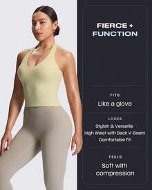 Aoxjox High Waisted Workout Leggings Women Tummy Control Buttery Soft Yoga Metamorph Deep V Pants 26 - Chồn - Xem 4