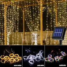 Outdoor Solar Curtain Light 300LED Waterproof String Lights Garden Yard Pavilion Fairy Garland String Lights Holiday Decor Light - Warm White - View 2