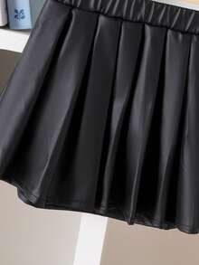 2pcs/Set Young Girls 3D Bowknot Plush Sweatshirt & Pleated Skirt Set, Spring Autumn