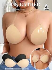 1 Peça Sutiã Adesivo Push-Up Invisível - Almofadas de Silicone Sem Alça com Alça Transparente Destacável para Vestidos Sem Costas e Vestidos de Noiva