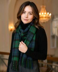 Long & Wide Scottish Tartan Plaid Shawl Wrap – Soft Cashmere Feel Winter Scarf, Outlander-Inspired Christmas Gifthalloween - 海軍綠格子 - 查看 9