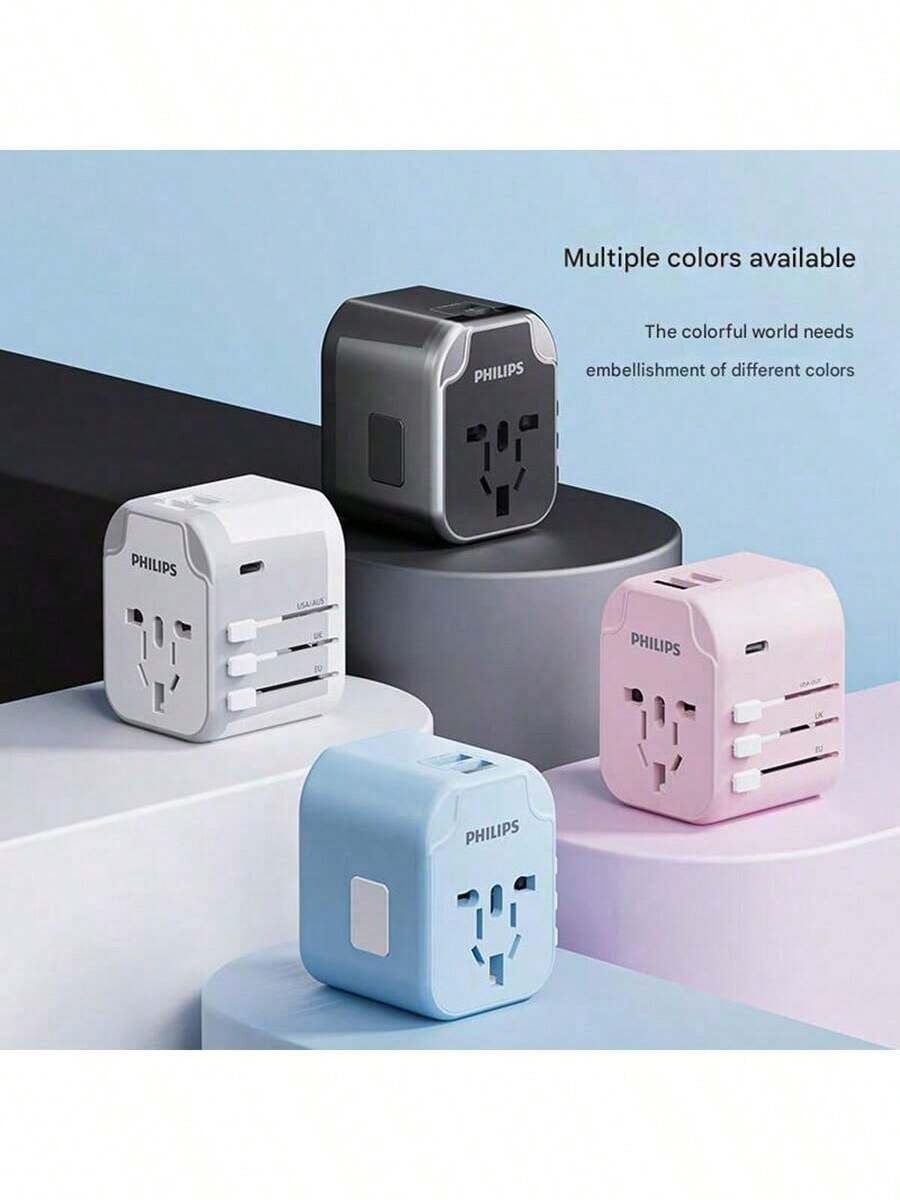 PHILIPS 轉換插頭轉換器SPS1001A/93 全球通用 快速充電 輕巧便攜 升級USB充電功率 一體兩用 國際旅行 商務出差 家庭日常澳規插(220-240V) - 查看 1