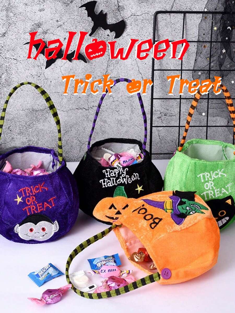 Túi đựng kẹo hình bí ngô Halloween, đạo cụ trang trí, đồ chơi cầm tay, xô đựng kẹo hình bí ngô - Nhiều màu - Xem 1