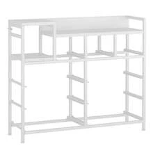 Cómoda para TV con estación de carga y estantes abiertos, cómoda de tela con 9 cajones y cubierta de madera, amplia cómoda de almacenamiento para sala, pasillo y entrada (39 x 11.8 x 33.9 pulgadas) - Blanco - Ver 8