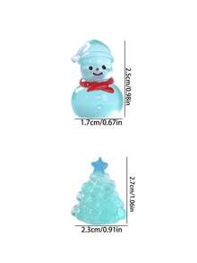 12 قطعة - تماثيل شجرة عيد الميلاد والرجل الثلجي المضيئة تضيء في الظلام، مجموعة صغيرة من أشجار عيد الميلاد والرجال الثلجيين من الراتنج، تماثيل صغيرة لزخرفة المناظر الطبيعية وطاولات الحفلات في فصل الشتاء وعيد الميلاد، ديكورات عيد الميلاد