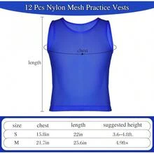 12 Pcs Nylon Mesh Scrimmage Practice Vests Pinnies Jerseys Children Youth Sports Basketball Soccer - Yellow, Dark Blue - View 2