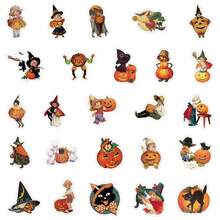 50 Peças Adesivos Retrô de Halloween, Adesivos Impermeáveis de Vinil para Scrapbooks, Diários, Laptops, Para-choques, Skates, Garrafas de Água, Computadores, Celulares, Suprimentos para Festa de Halloween