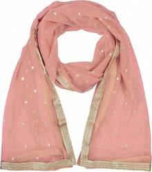 Woman's Embellished Net Dupatta Scarf Shawl Wrap Soft Bridal Wedding - Flamingo - 查看 3