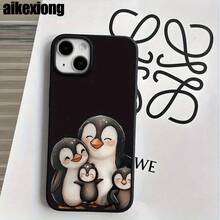 Fundas y carcasas protectoras para teléfono con diseño de tres pingüinos, con orificios grandes. Compatibles con phone 16 Pro Max, 16, 15 Pro, 14, 14 Plus/14 Pro Max, 13, 13 Pro, 12 Pro, 11/11 Pro. Serie Pro. Regalos para cumpleaños y fiestas - Blanco - Ver 3
