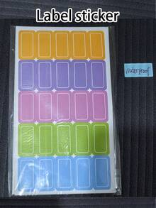 250张防水不干胶标签贴纸，10张/包 - 彩色 - 查看 1