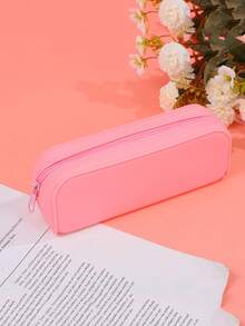 Macaron Color Solid Simple Stationery Bag, Large Capacity Silicone Pencil Case, Student Portable Stationery Pouch - Multicolor - View 4