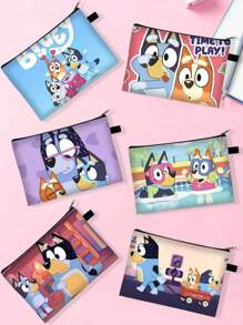 Bluey علبة أقلام وأدوات قرطاسية بتصميم الكرتون "بلوي"، علبة أقلام ذات طبقتين مزودة بسحاب، لوازم دراسية للكلية، علبة أقلام مريحة للحقيبة الظهر، حقيبة جميلة وأنيقة، حقيبة ظهر صغيرة، حقيبة ظهر كرتونية ممتعة للأطفال