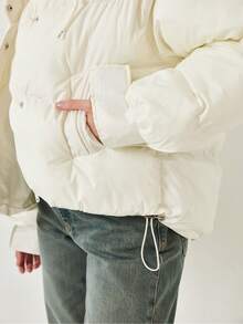 Women's Hooded Puffer Jacket - White - View 5