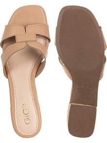 Women's Mule Clogs With H Straps And Square Block Heels, Comfortable And Elegant, GiGil - Màu be - Xem 5