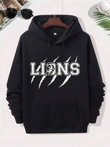 Diseño de León-Detroit-Fútbol Estilo de Moda Callejera Sudadera Casual de Amor para Parejas Sudadera de Hombre Cómoda de Algodón Cuello Redondo Manga Larga - Negro - Ver 6