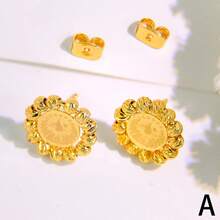 1 Set Classic 21K Gold Plated Coin Earrings, Dubai Bride Wedding Party Jewelry - Stud Earrings - View 16